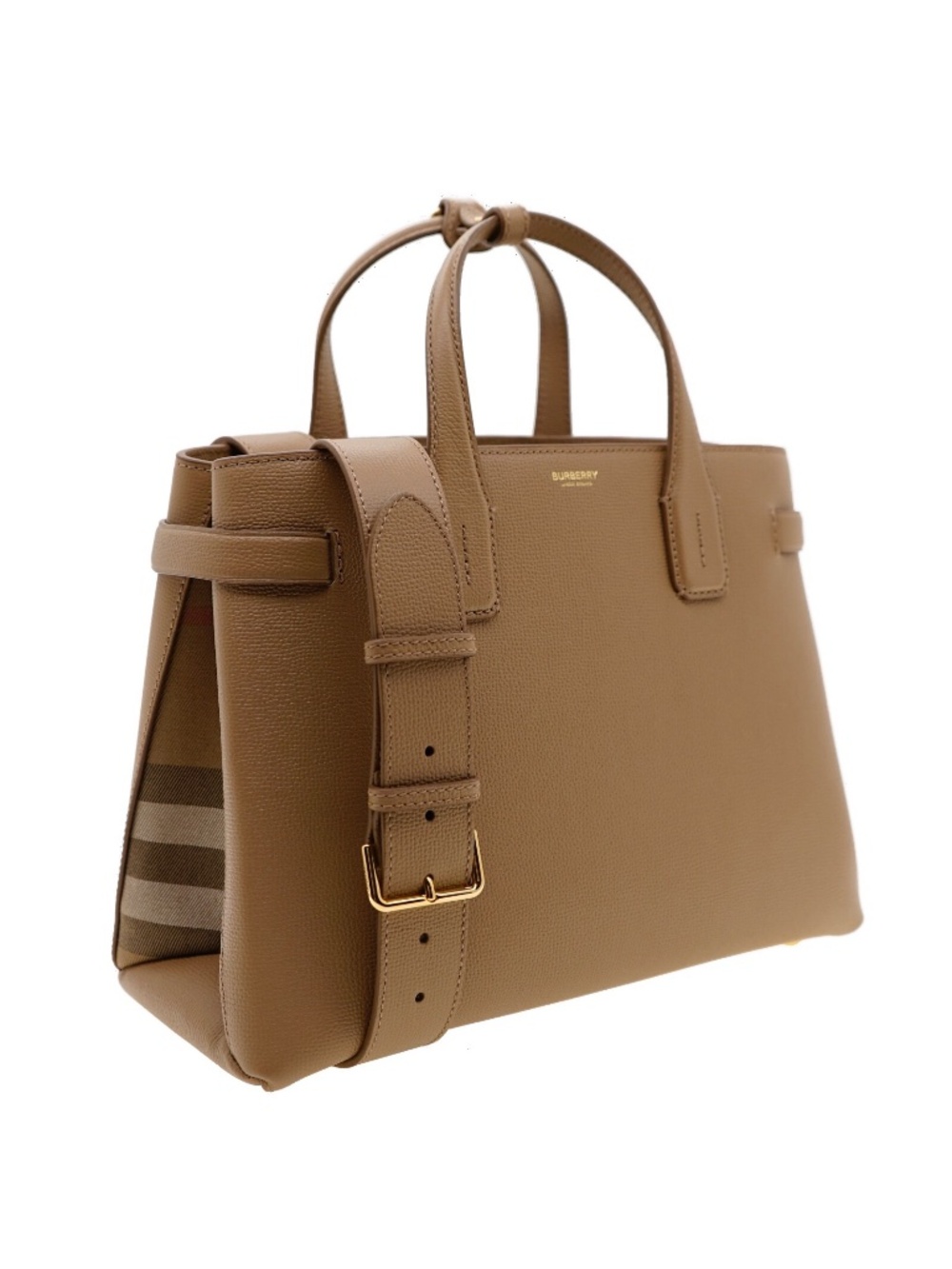Burberry Banner Shoulder Bag Tote Camel Leather New
